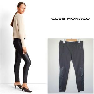 CLUB MONACO Faux Leather Panel Slim Black Pants